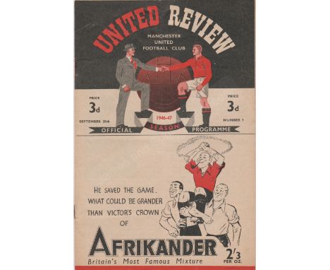 Manchester United home programmes (3) from the 1946/47 season v Arsenal , Preston and Sunderland. Generally good