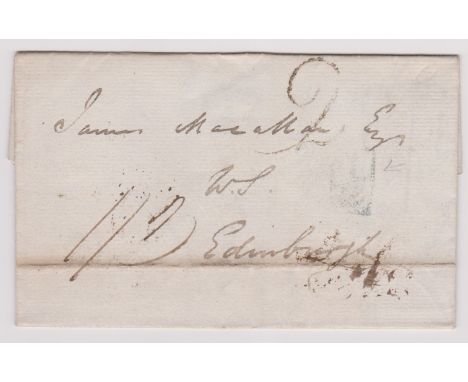 Great Britain 1832 - EL dated 13 July 1832 London posted to Edinburgh manuscript 2 and 1/3 boxed 1/2 stamp, cancelled 4, time