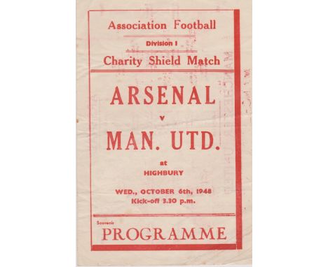 Pirate programme (4 page) printed by Buick of London for the Charity Shield between Arsenal and Manchester United 6th October