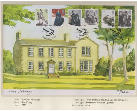 Great Britain 2005 (24th Feb) - Jane Eyre Set on artist FDC with Bronte Grove palette hand stamp on Haworth Parsonage paintin