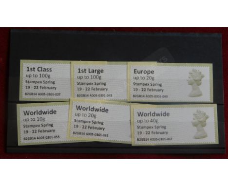 Great Britan 2014 - Post and Go Machin u/m set of (6) FS77-FS79 FS81-FS83 Type III MA13 inscribed Stampex spring 19-22 Februa