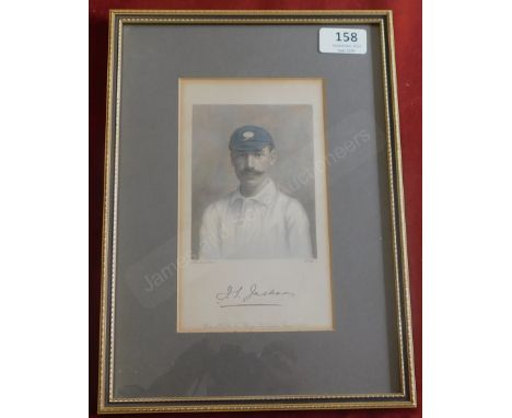 Cricket F.S. Jackson, Yorkshire and England 1870-1947 Antique print. All on the back of print. Framed and glazed, buyer colle