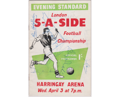 Evening Standard London 5-a-side Championships at Harringay 3rd April 1957 22 Page programme signed by Duncan Edwards the Man