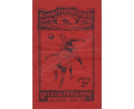 Arsenal v Chelsea FA Cup 3rd Round at Highbury 11th January 1930. Team changes and scorers inserted. Lacks staples. Programme