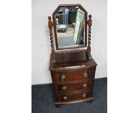 A Regency style three bedside chest and dressing table mirror 