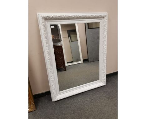 A painted white traditional style mirror, 101 cm x 127 cm 