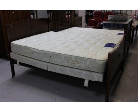 A mahogany 4'6 bed frame with Harrison Jade pocket sprung interior 