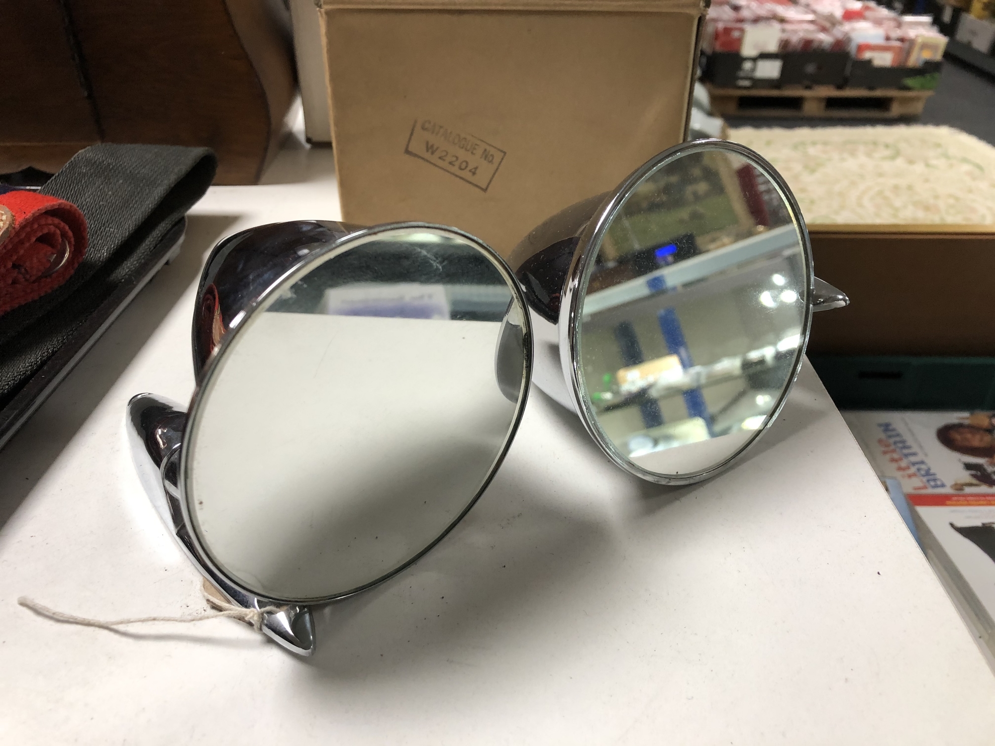Two chrome classic car wing mirrors