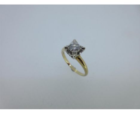 A single stone diamond ring, stamped '14k', estimated weight of diamond approximately 0.50 carat.  The ring is in good sound 