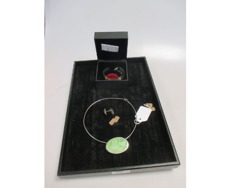 A pair of 9ct gold cufflinks, 6.7g, together with a quantity of silver jewellery  
