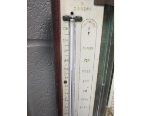 Negretti and Zambra oak stick barometer, late 19th century, with exposed tube  