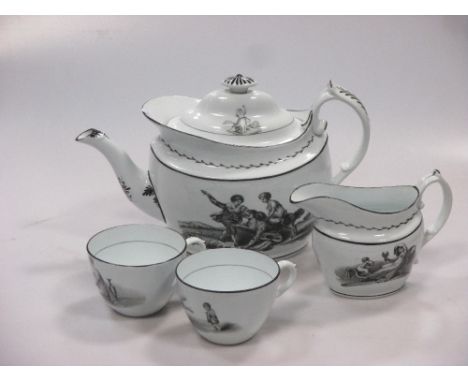 A Regency porcelain Newhall part-painted tea service  