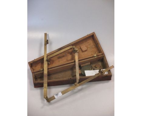 A late 19th century brass pantograph, cased  