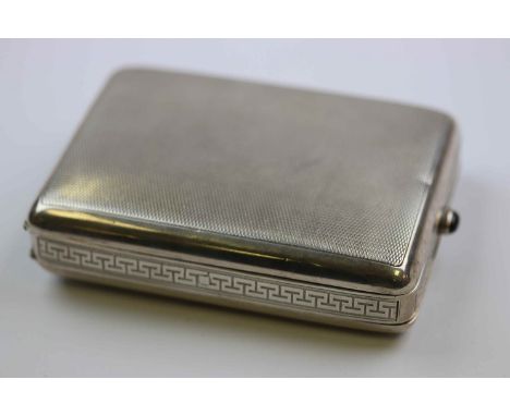 Early 20th century silver three compartment cigarette case, when opened transforming into a two tier desk cigarette box, engi