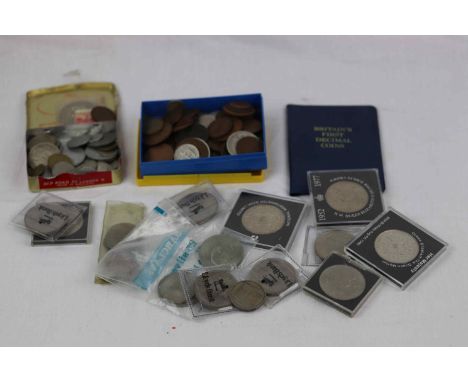 Small collection of vintage UK &amp; World coinage to include Victorian Half Crown, Gothic Florin, 1896 Shilling, nickel Crow
