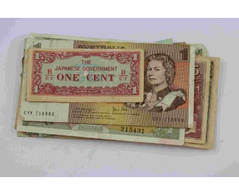 Small collection of vintage Banknotes to include 1969 Irish £1 Pound, Japanese WW2 occupation notes,Spanish etc
