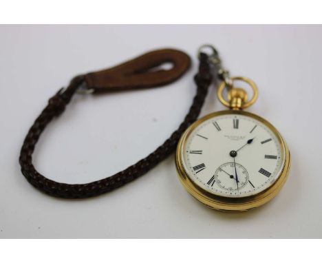 Hallmarked 18ct Gold Gents Pocket Watch 1946, with Enamel dial &amp; sub-dial at the six position, marked both to dial and mo