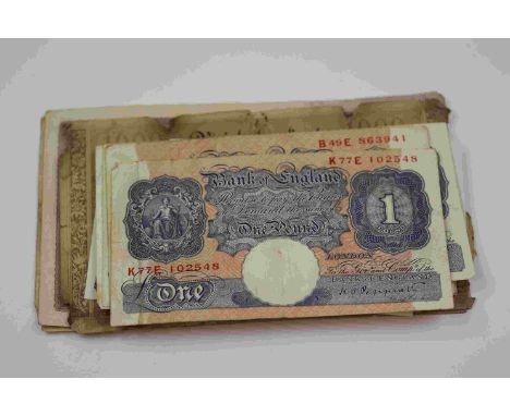 Small collection of vintage banknotes, mainly UK to include a number of Peppiatt blue £1 Pound notes