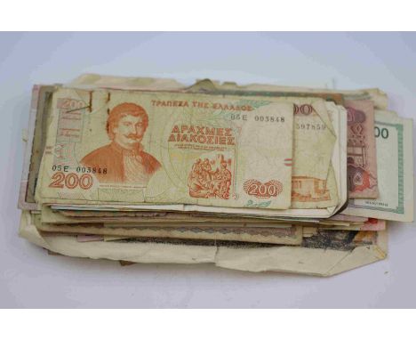 Collection of vintage World Banknotes to include numerous Middle Eastern countries, France, Africa etc