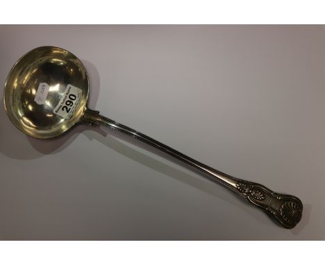 Early Victorian silver ladle with oval bowl, Kings pattern, crest to terminal, makers John and Henry Lias, London 1848, lengt
