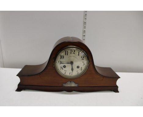 A antique mahogany cased mantle clock with key a/f 