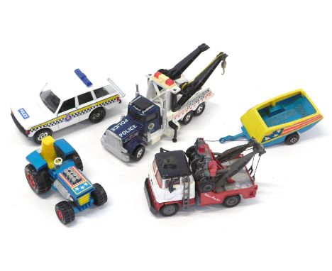 Corgi and Matchbox diecast vehicles, comprising a Corgi Major Toys Holmes Wrecker, Matchbox Superkings, Highway Patrol City P