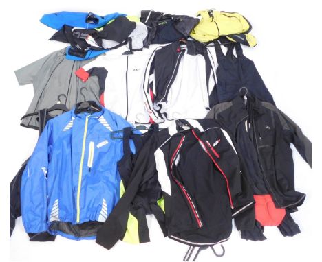 A group of riding clothing, to include Gore Bikeware coats, raincoats, waistcoats, and soft shells. (1 box) 