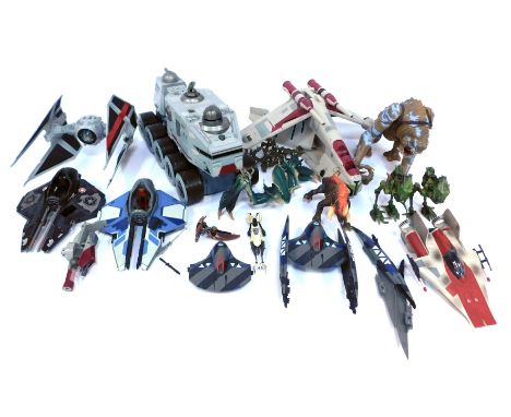 Hasbro Star Wars The Clone Wars, ships and figures, to include Republic Gun Ship, Clone War Turbo Tank with Speeder Bike, Tie