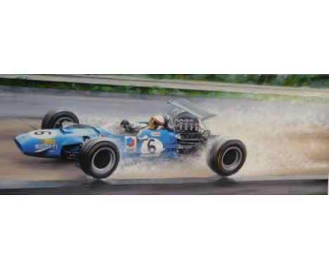After Anthony Dobson. Jackie Stewart, Germany 1968, limited edition, print on canvas, hand signed and numbered by the artist,