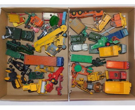 Corgi, Matchbox, and other play worn diecast vehicles, including a Dinky Toys Armored Personnel carrier, Matchbox King Size C