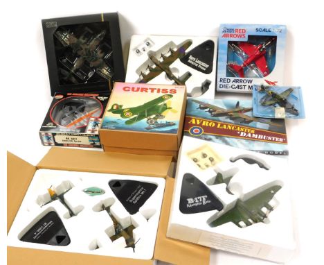 Atlas Editions Models and other diecast planes, including a Rado AR234C Blitz Germany, Avro Lancaster Admiral Prune, Boeing 3