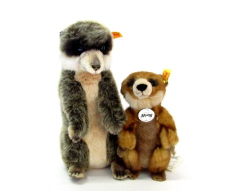 A Steiff mohair Meerkat Mum, and Steiff Rico The Meerkat. (2)