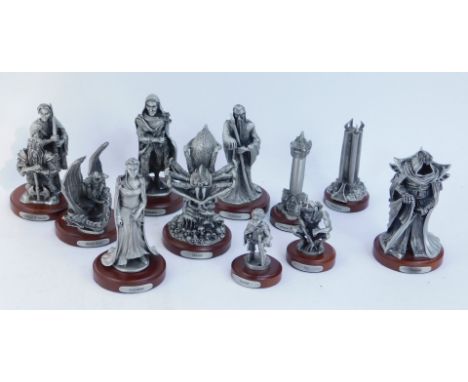 A set of Sculptures Dream Lord of the Rings figures, comprising Legoless and Gimli, Orthanc, Aragorn, Witch King, Shelob, Orc