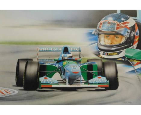 After Wayne Vickery. Michael Schumacher Benetton B194, limited edition print, No 269/750, signed in pencil to margin, 35cm x 