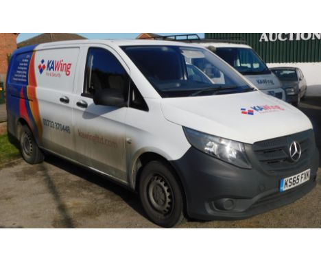 A 2015 Mercedes-Benz Vito van,  LONG DIESEL - 114CDI BlueTec, 2100cc, white, manual, registration number KS65 FXK, 84,334 mil