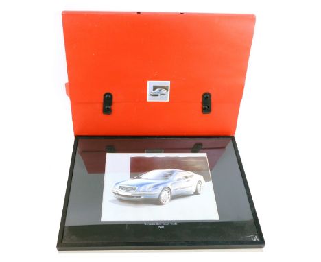 A Mercedes Benz Coupe Studi print, for 1993, in red holder, 19cm x 25cm. (AF)