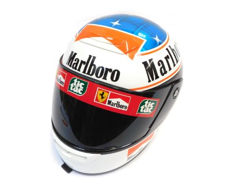 A Shoei 59cm motorcycle helmet, model TXR, with Michael Schumacher Marlboro advertising.
