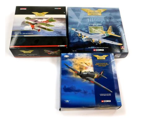 Corgi The Aviation Archive 1:72 scale diecast planes, comprising a Hawker Hurricane mark I W9349/E number 213 Squadron Night 