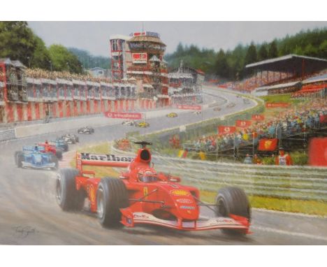 Tony Smith. Schumacher / Ferrari World Champions 2001, artist's signed limited edition print, with blind stamp, signed in pen