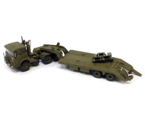 Heart Smith Models collectors white metal 1:48 scale SM73FTF army tank 6 x 4 arctic tractor, and TI 66 tank transporter trail