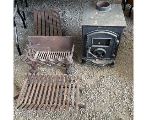 Vintage cast iron fire grate and cast iron log burner - THIS LOT IS TO BE COLLECTED BY APPOINTMENT FROM DUGGLEBY STORAGE, GRE