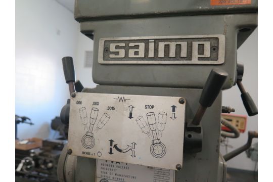 Saimp Mdl Fv 0 Vertical Mill S N 1981 W Tva 1 Mdl S Auto Vertical Head 400 2500 Rpm 8 Speeds