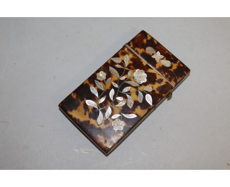 A TORTOISESHELL AND MOTHER-OF-PEARL CALLING CARD CASE.  3.5ins.