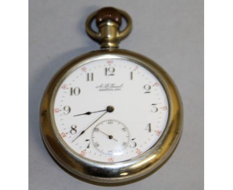 A GENTLEMAN'S SILVER CASED POCKET WATCH by A. G. GAVE, BELTON, ONT. Silver case Birmingham 1918.