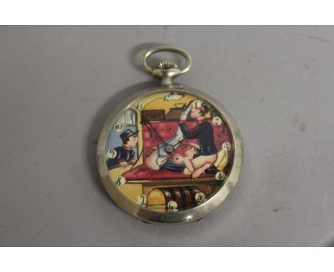 A GENTLEMAN'S EROTIC POCKET WATCH with painted automaton face.