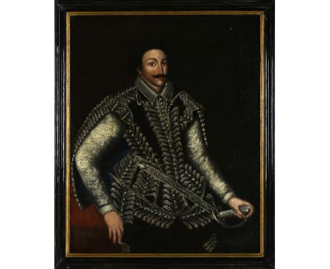Portrait of a noble, oil on canvas, European school, 18th/19th C., relined, restored, faults on the pictorial layer, Dim. - 1