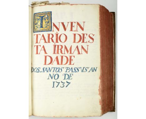 MANUSCRITOS.- BENAVENTE (Irmandade dos Passos).- Livro dos assentos dos Irmãos da Irmandade dos Passos de Benavente.- Século 