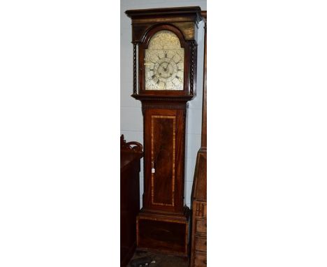 A Scottish mahogany eight day longcase clock, signed John Jamieson, Hamilton, Fecit, late 18th century, flat top pediment, pi