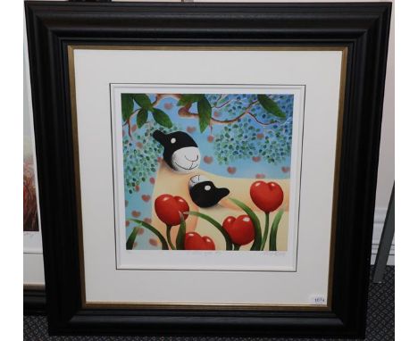 After Mackenzie Thorpe (b.1956) ''I Love You Too'' Signed, inscribed and numbered 47/295, hand embellished print, 42.5cm by 4