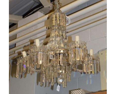 A glass lustre drop chandelier 